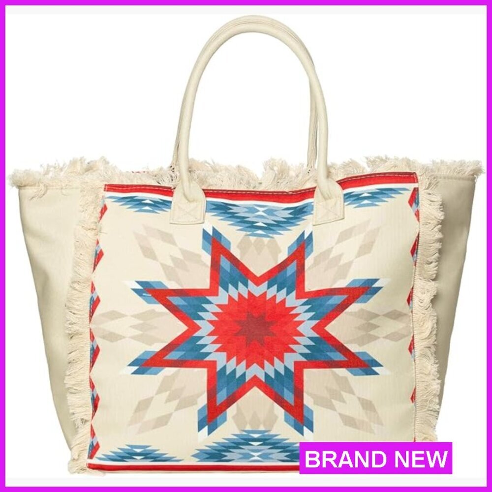 Boho Tote Bag Waterproof Zippered Large Capacity Polyester Beach Travel Bag